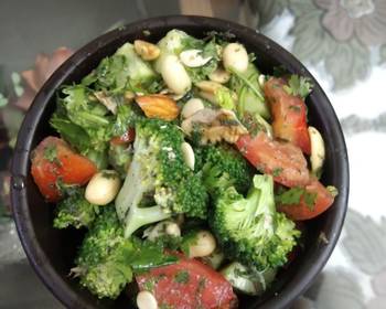 Unique Cuisine Broccoli and nuts salad Home Style