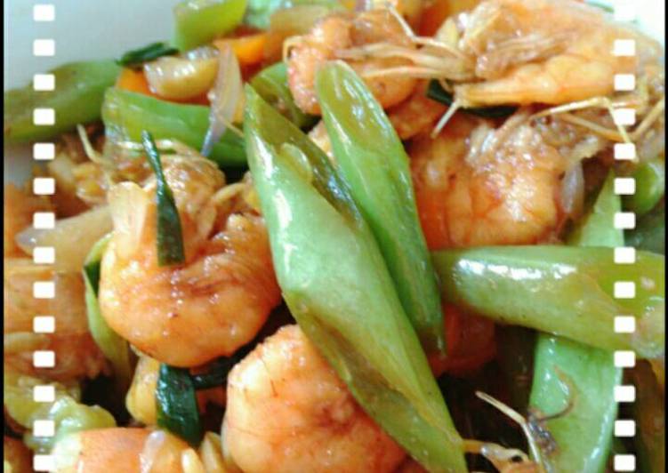 Oseng kecap buncis,wortel+udang