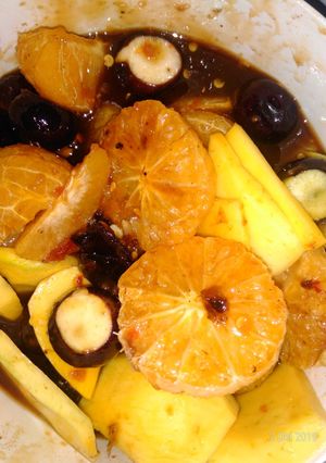 Foto resep Rujak jeruk peras dan aneka buah🍊🍍🥒🍐🍓🍏🌶️🌶️🌶️🌶️🌶️🌶️