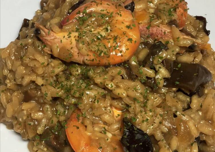 Risotto de setas y langostinos