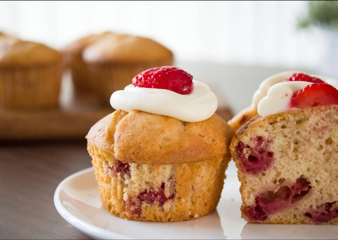 Cream Cheese Topped Strawberry Muffin