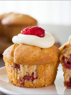 A picture of Cream Cheese Topped Strawberry Muffin.