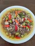 Tim daging Sapi ikan asin dengan rempah