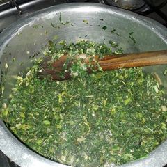 A picture of Kanzera (Collard Greens) with Mchicha (Aramanth) #vegescontest#.