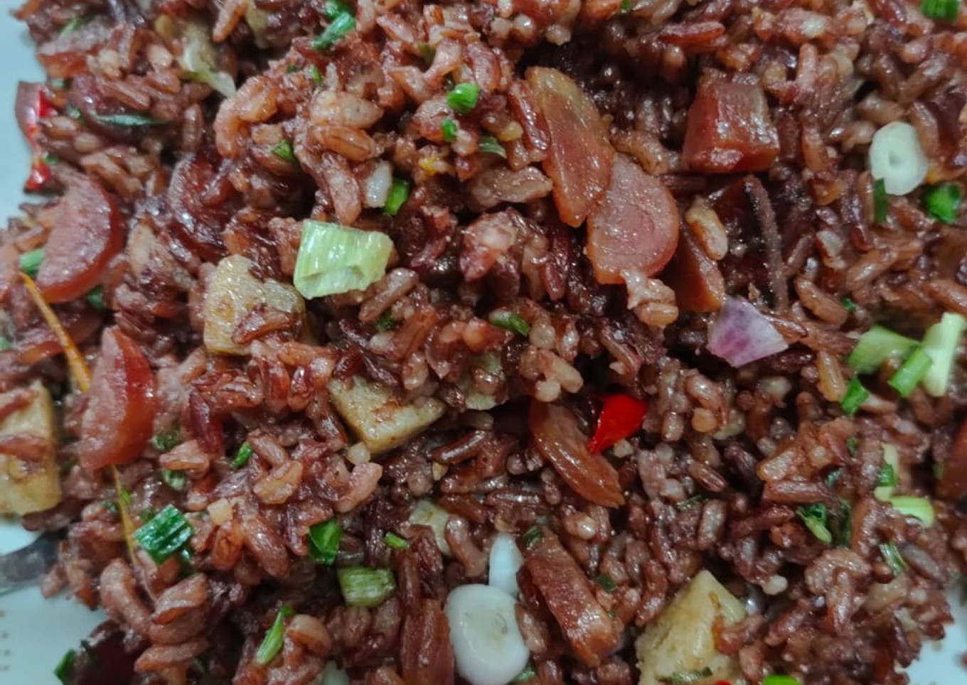 Nasi goreng merah cepat sehat enak 😭♥️