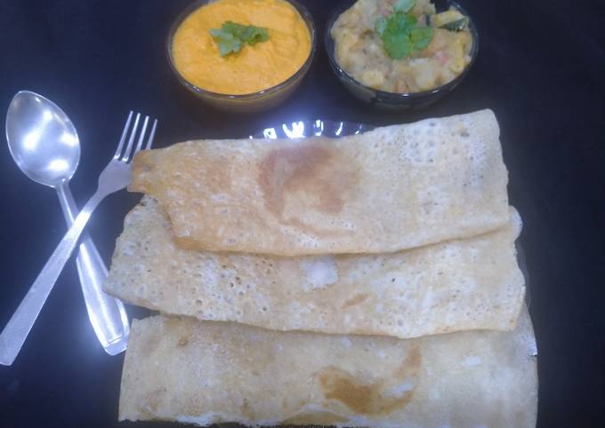 Farali dosa with Farali Bhaji and Farali Tomato chutney