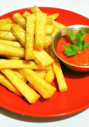 A picture of JayFries with homemade ketchup.