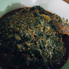A picture of Bitter leaf soup.