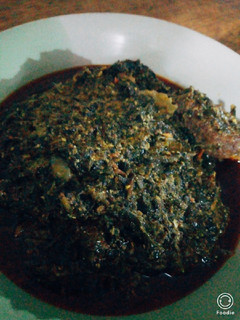 A picture of Bitter leaf soup.