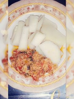 Yam with egg sauce ainihin hoton girkin
