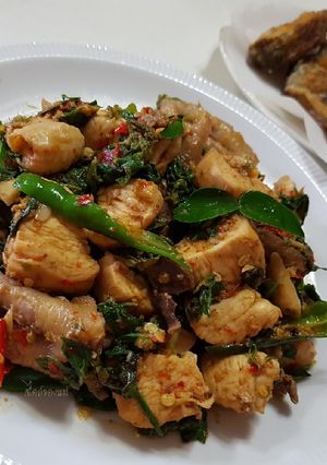 รูปของ ผัดไก่ใบยี่หร่า # อาหารไทยง่ายๆ