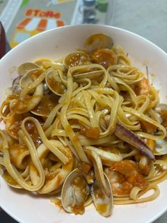 番茄海鮮義大利麵 的食譜成品照片