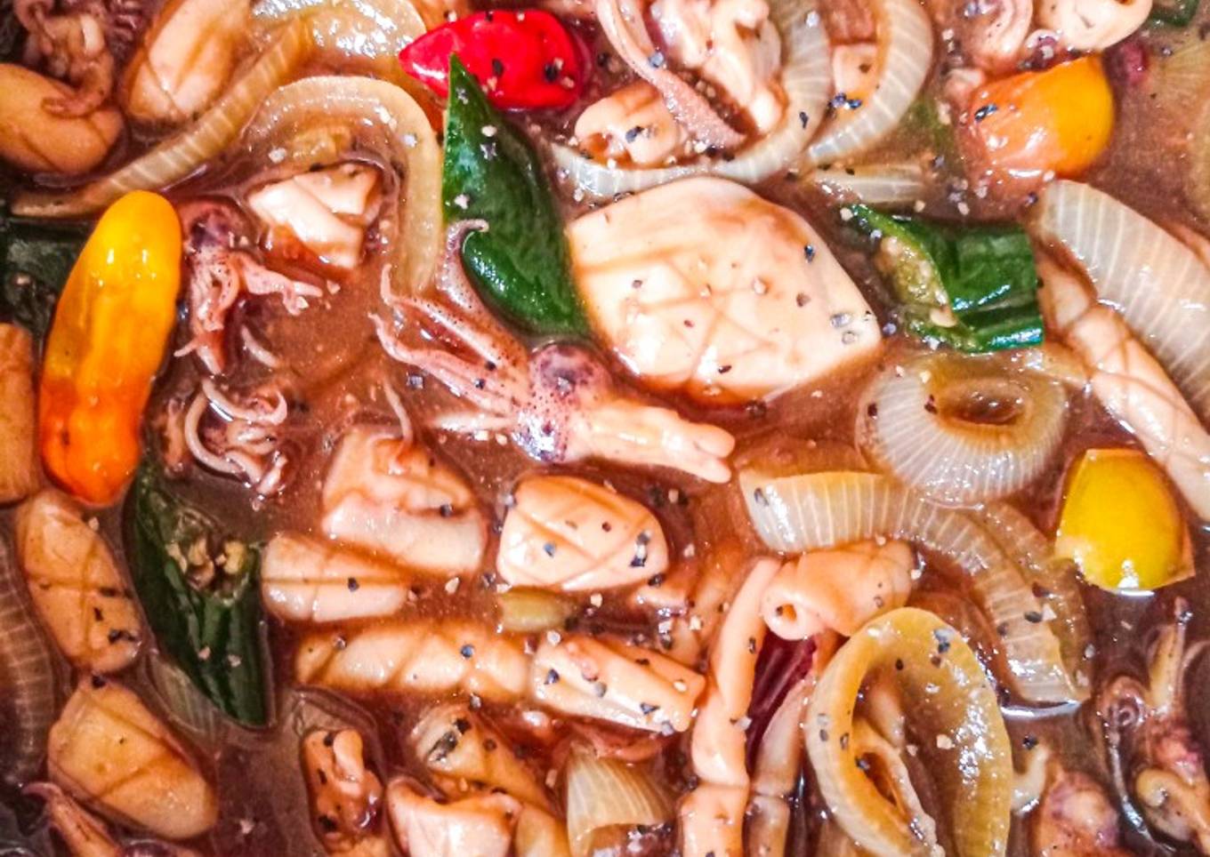 Squid with black pepper