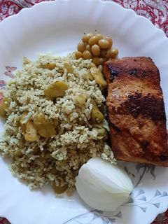 عکسی از دستور دمی باقالی با ماهی🐟