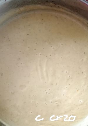 Una foto de Crema de coliflor con pera y abadejo