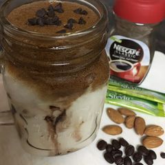 A picture of Vegan Dalgona coffee#homemadealmondmilk#dalgonacoffee.