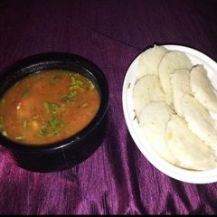 A picture of Falahari idli with sambhar.