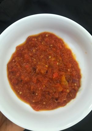 A picture of Pepper sauce for yam.
