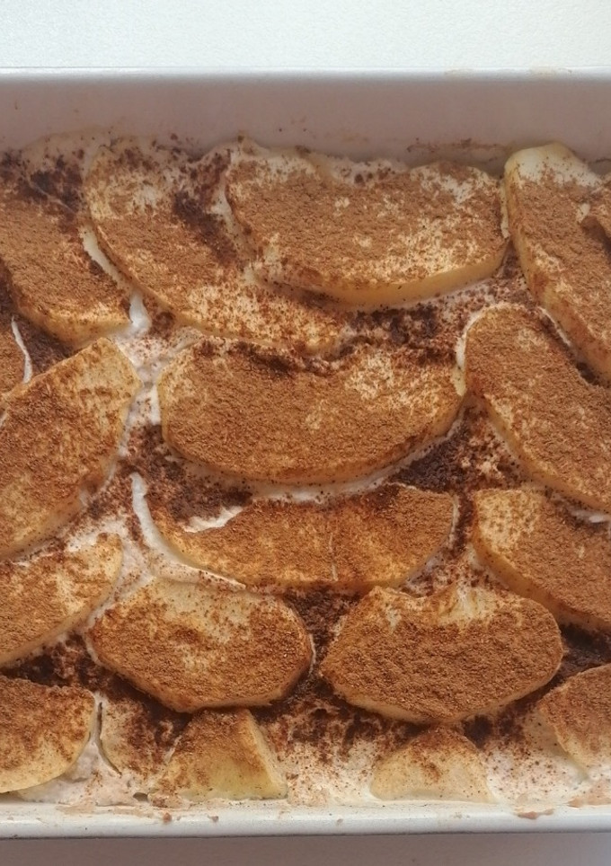 Una foto de Milhojas fit con manzana y queso ricotta