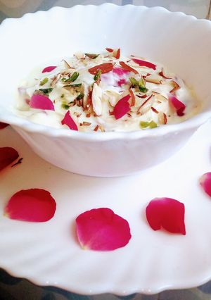 A picture of Rose kesar shrikhand.