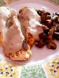 Solomillos de pollo con setas y salsa de setas