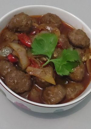 Foto resep Bola bola daging teriyaki pedas