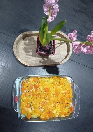 Une photo de Gratin de pommes de terre, carottes et butternut