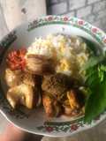 Nasi jagung + babat + sambal korek