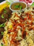 Afghani Pulao💕💕with Afghani kababs and tomato Chutney