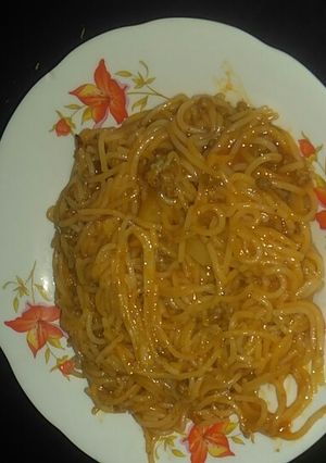 A picture of Sphaghetti in minsed beef.