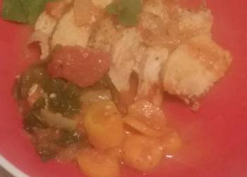 Unique Recipe Braised Chicken in Spicy Spinach Tomato Sauce Delicious