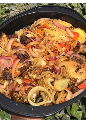 A picture of Grilled chicken and Sauce.
