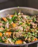 Chicken liver with onions and carrot