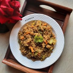 Quinoa veggies soya pulao A picture of Quinoa veggies soya pulao.