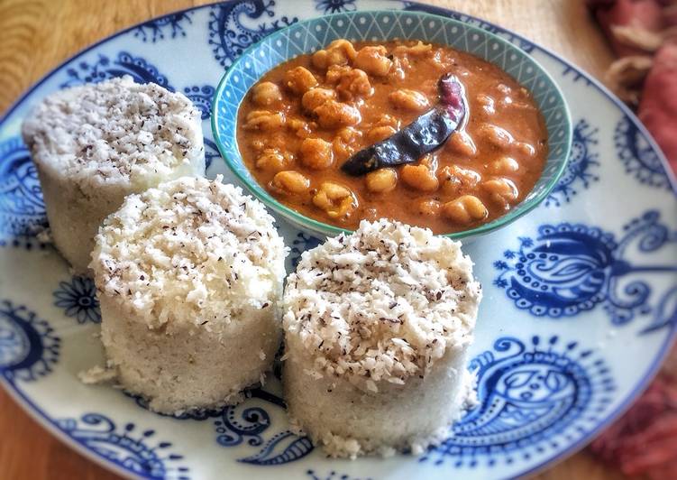 Puttu kadala (steamed rice cake and chickpea curry)Kerala Breakfast