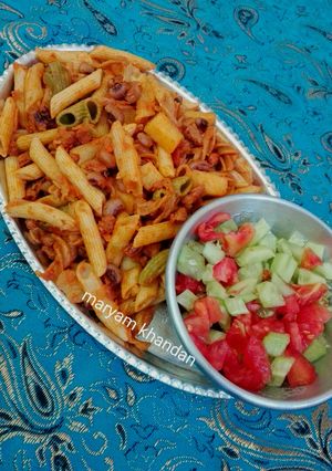 عکسی از دستور ماکارونی با سویا و لوبیا چشم بلبلی