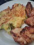 Rico Brocoli Gratinado, acompañado con Pollo.. todo en el Airfryer