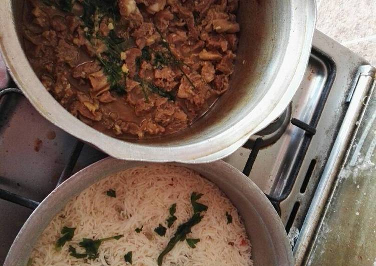 مقلي لحم مع ارز بطريقتي