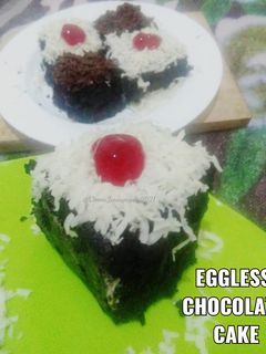 Foto resep Eggless Chocolate Cake (kukus & no mixer)