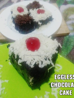 Foto resep Eggless Chocolate Cake (kukus & no mixer)