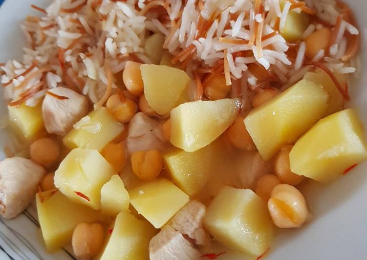 يخنة (دجاج وحمص وبطاطا) ورز