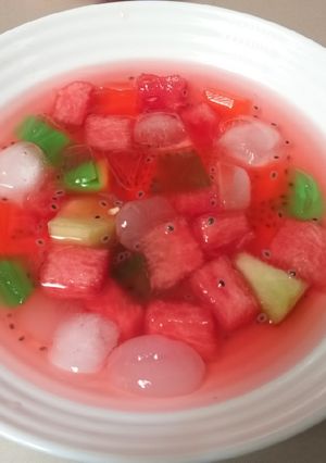 Foto resep 21. Es Buah Simple Sirup Rendah Gula