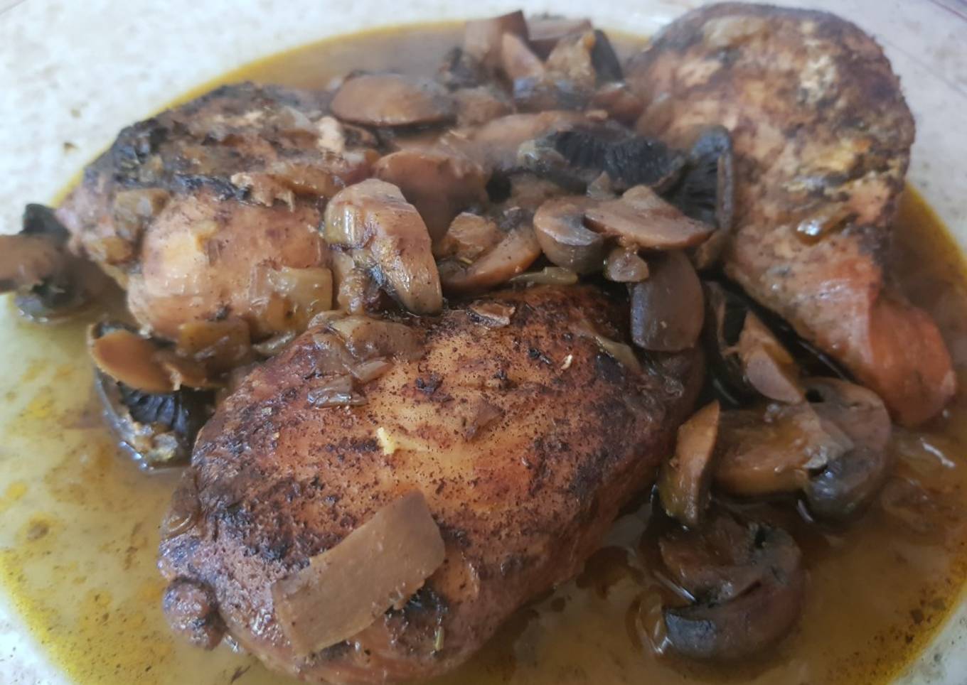 My Slowcooked Smoked Paprika Chicken and Mushrooms in Wine Sauce