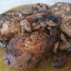 A picture of My Slowcooked Smoked Paprika Chicken and Mushrooms in Wine Sauce.