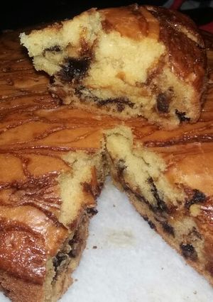 A picture of Eggless Custard chocochip Cake.