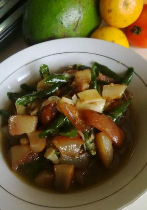 Foto resep kikil cabai ijo saos tiram super yummy...
