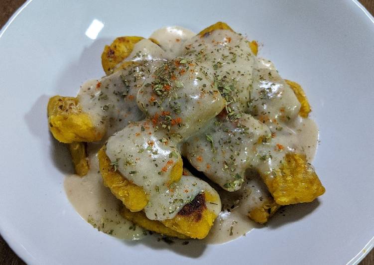 Nhoque de abóbora vegano na frigideira