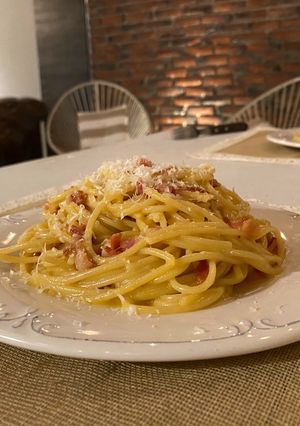 Una foto de Spaghetti carbonara