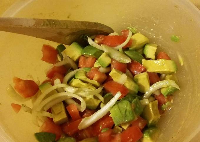 Simple Way to Prepare Quick Tomato Avocado Salad in honey lime dressing