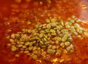 Foto principal de Guiso de lentejas y zanahorias de diferentes colores, para congelar